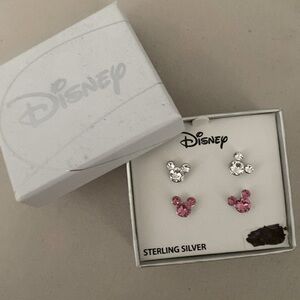 2 pairs of sterling silver disney mickey shaped stud earings New in box